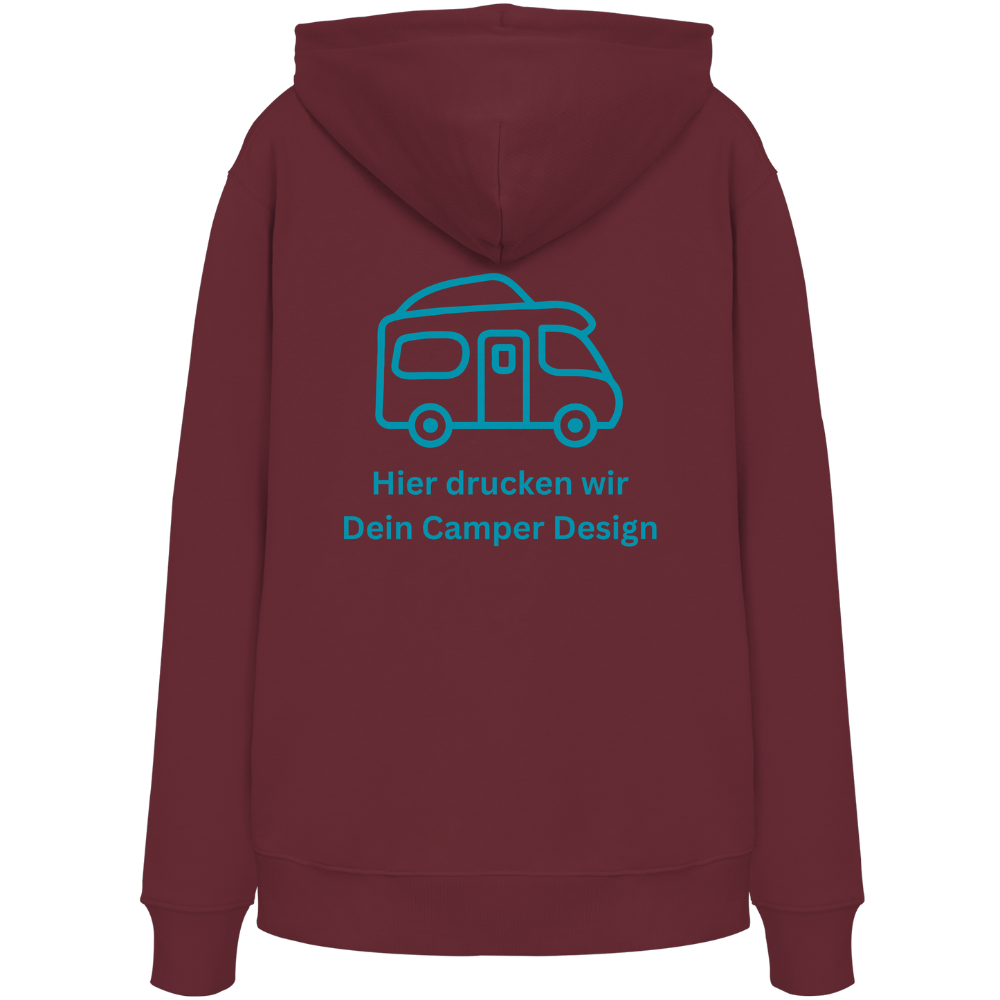 Premium Organic Hoodie "Burgundy" - vorne und hinten bedruckt mit Deiner Camper Illustration