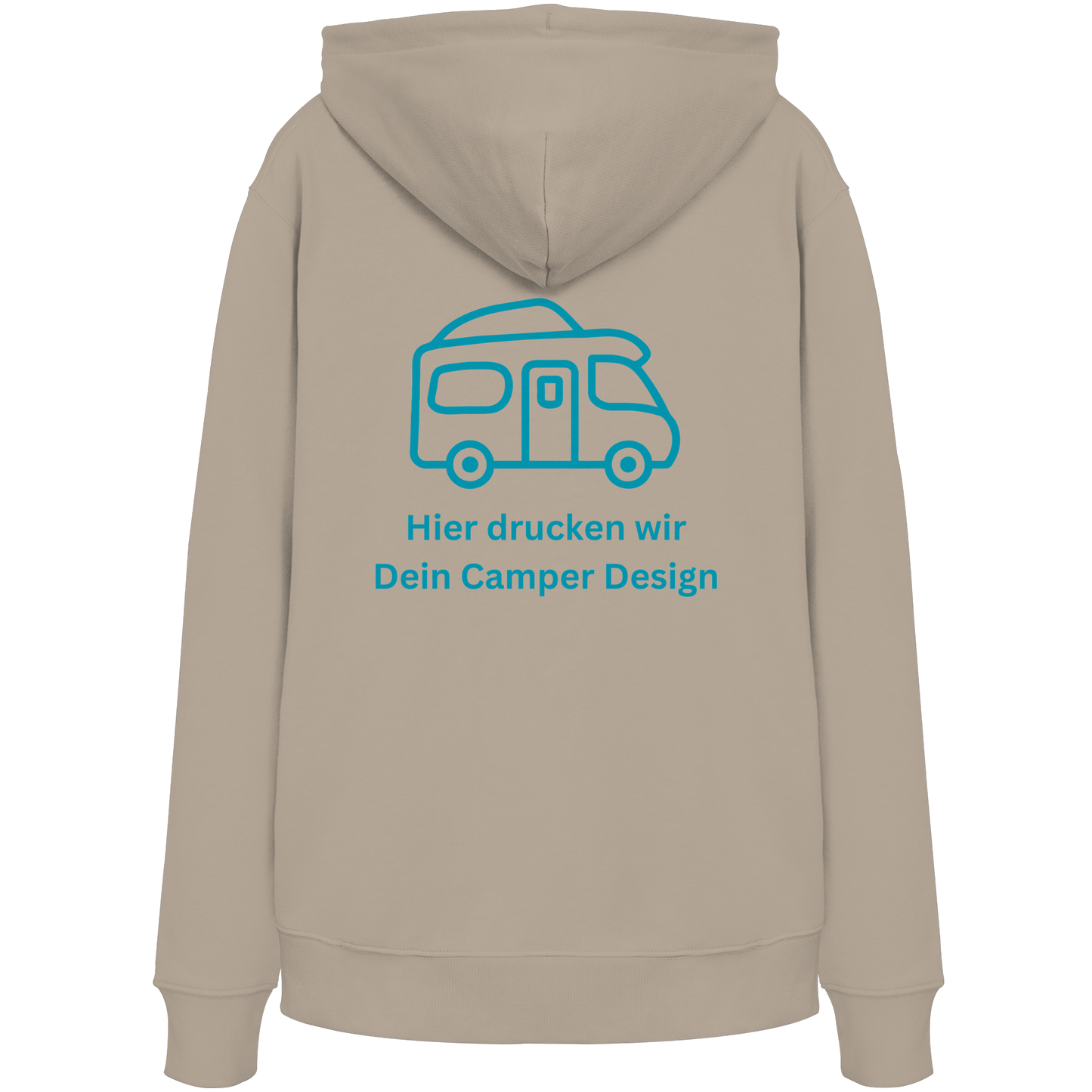 Premium Organic Hoodie "Desert Dust" - vorne und hinten bedruckt mit Deiner Camper Illustration