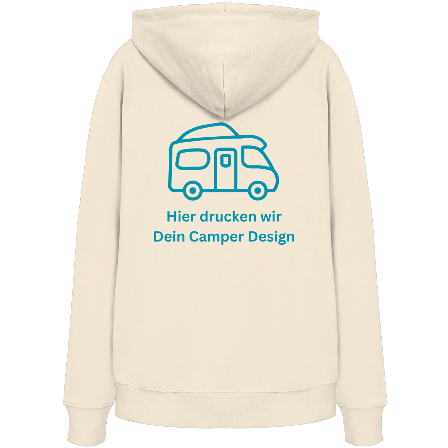 Premium Organic Hoodie "Natural Raw" - vorne und hinten bedruckt mit Deiner Camper Illustration