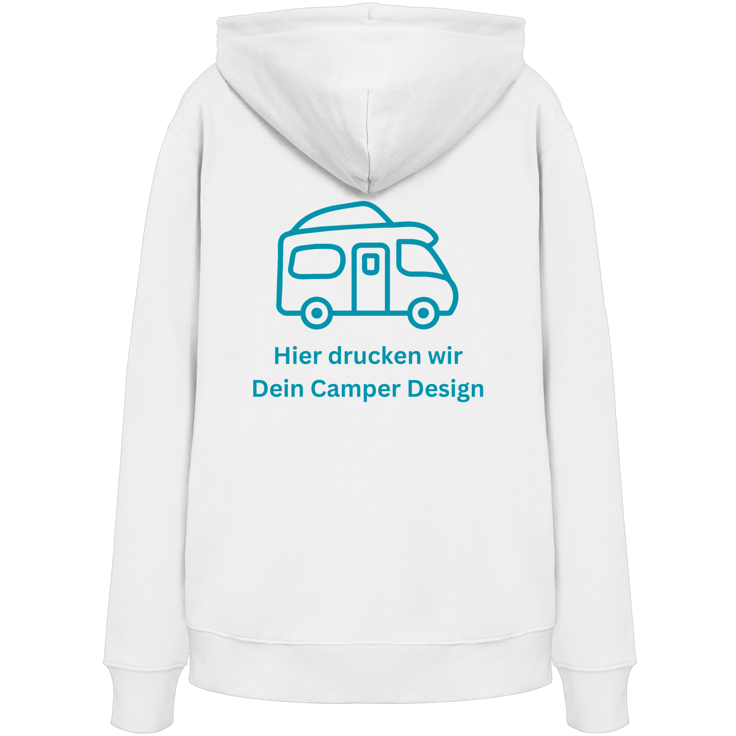 Premium Organic Hoodie "White" - vorne und hinten bedruckt mit Deiner Camper Illustration
