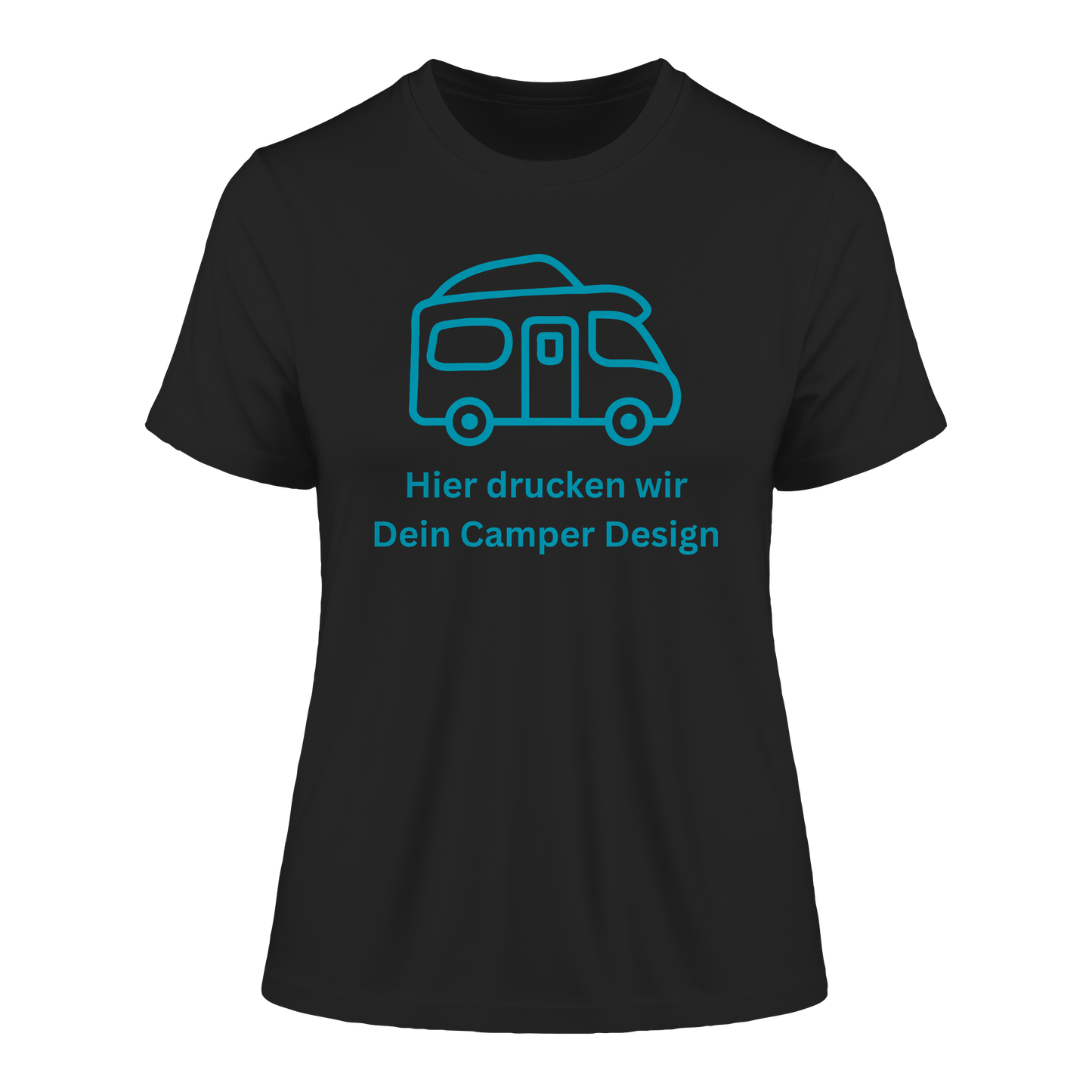Fitted Ladies Organic Shirt "Black" - bedruckt mit Deiner Camper Illustration