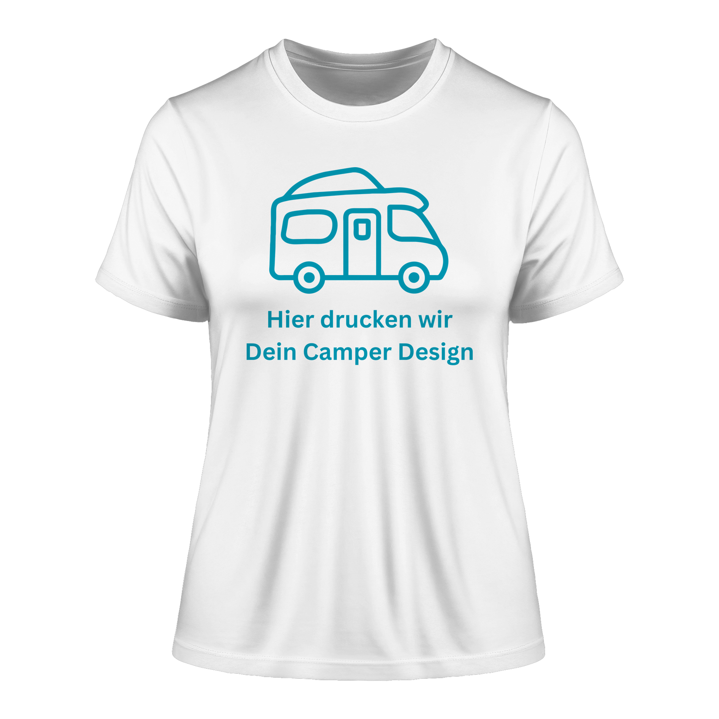 Fitted Ladies Organic Shirt "White" - bedruckt mit Deiner Camper Illustration