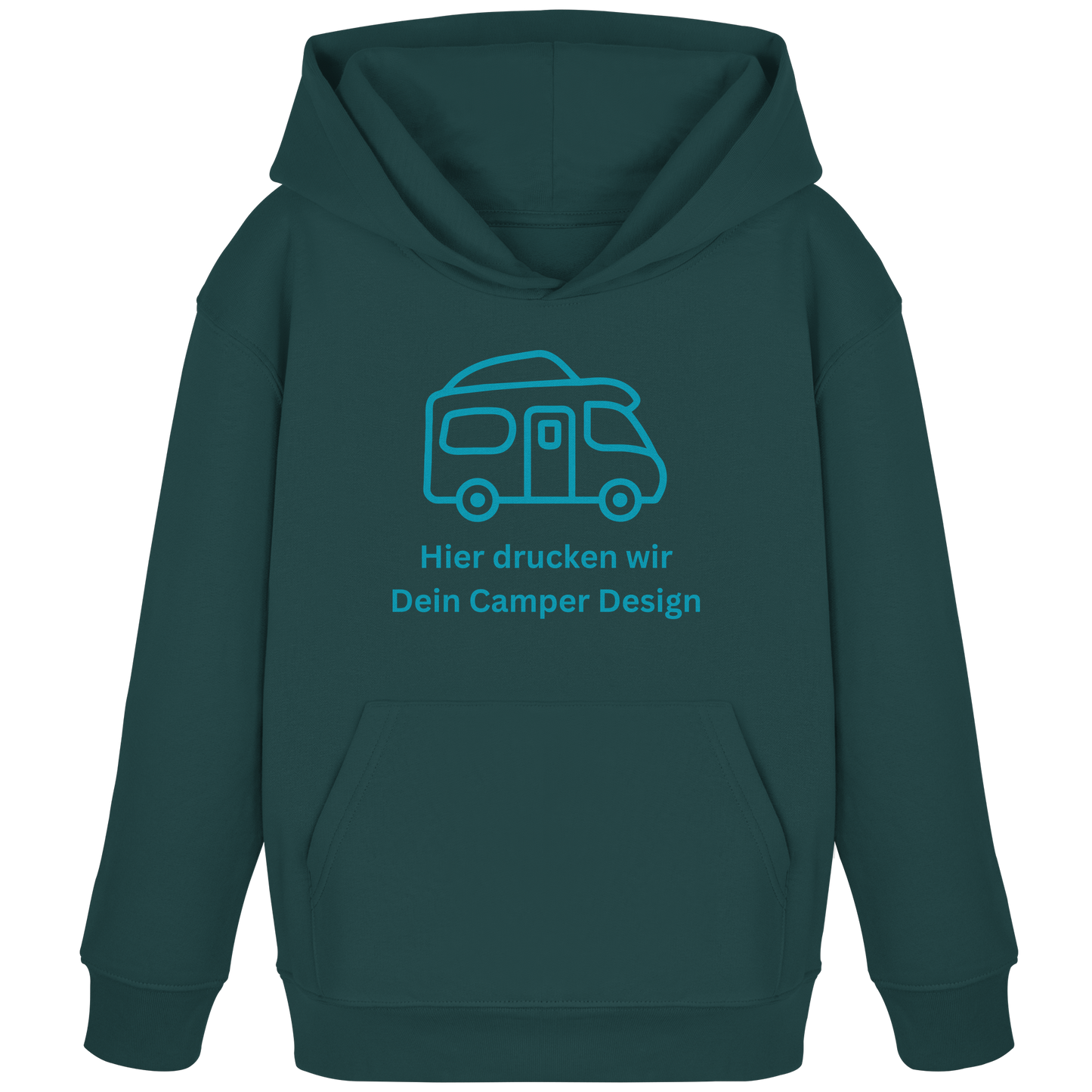 Kids Organic Hoodie "Glazed Green" - bedruckt mit Deiner Camper Illustration