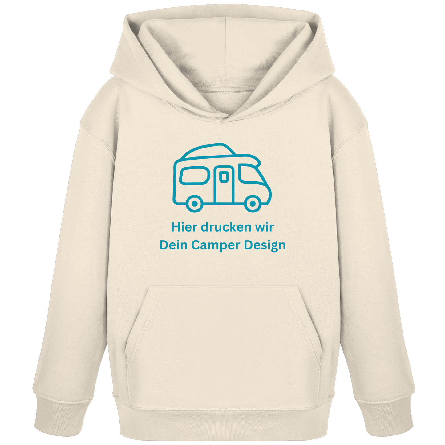Kids Organic Hoodie "Natural Raw" - bedruckt mit Deiner Camper Illustration