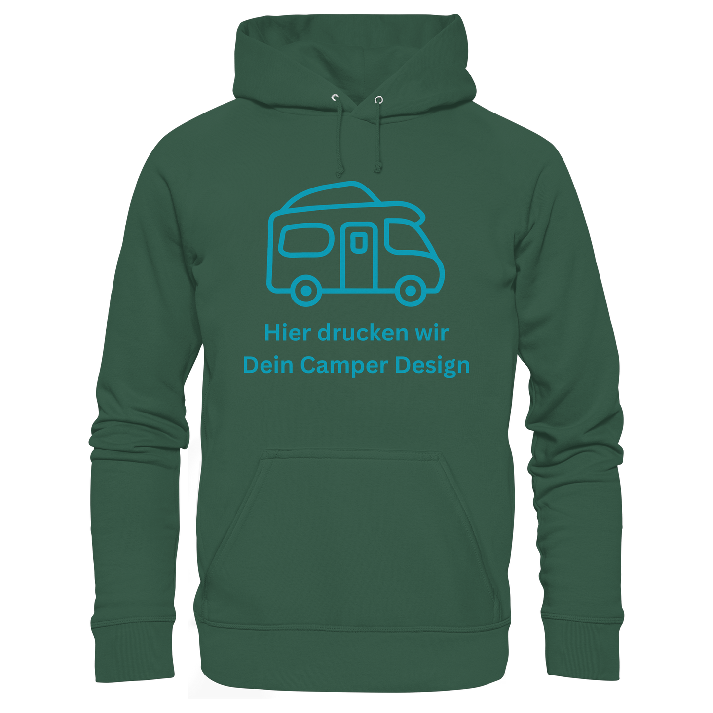 Organic Hoodie "Bottle Green" - bedruckt mit Deiner Camper Illustration