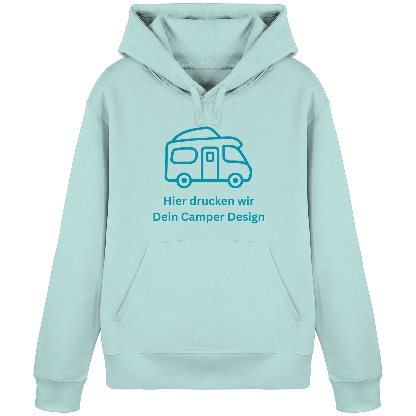Organic Hoodie "Caribbean Blue" - bedruckt mit Deiner Camper Illustration