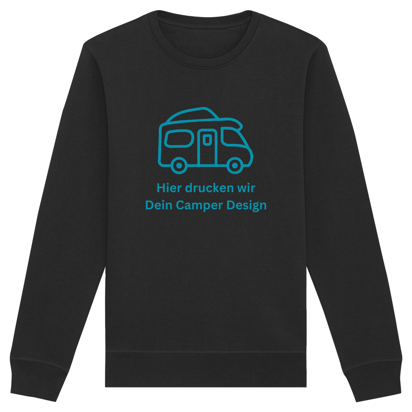 Organic Sweatshirt "Black" - bedruckt mit Deiner Camper Illustration