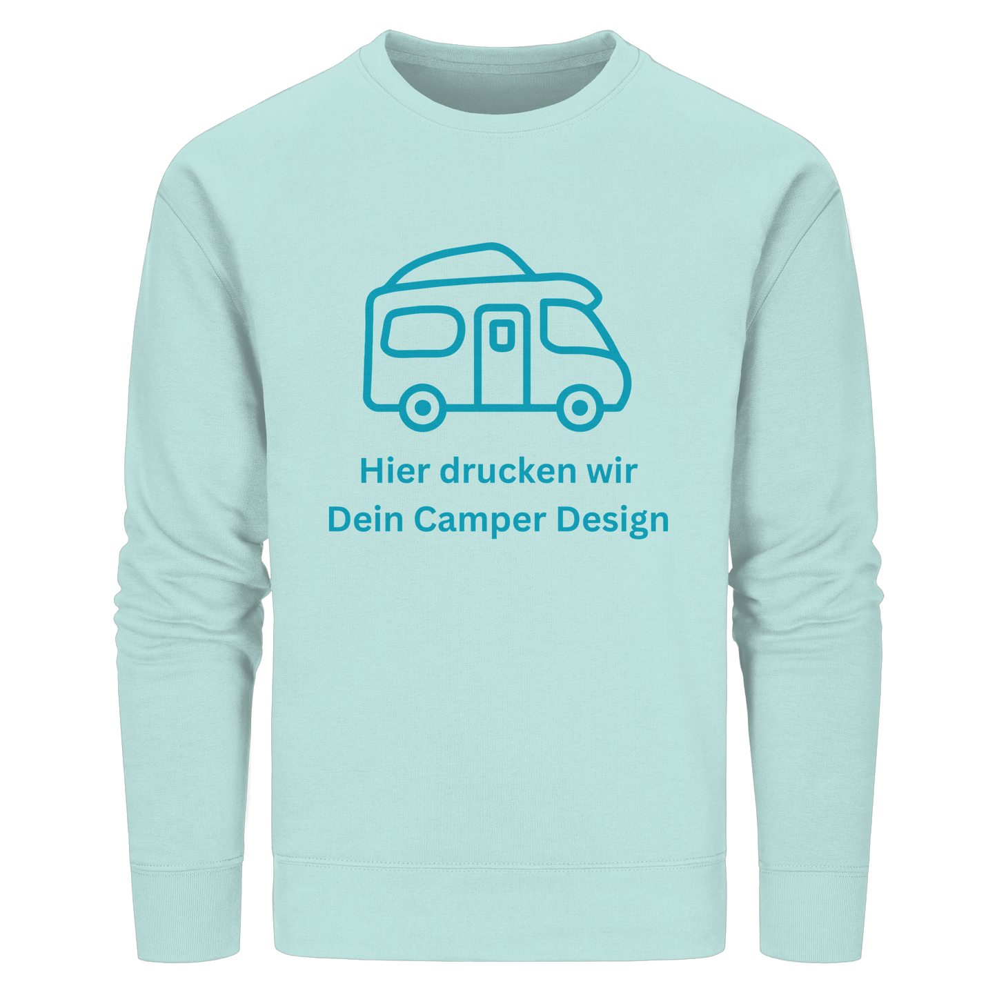 Organic Sweatshirt "Caribbean Blue" - bedruckt mit Deiner Camper Illustration