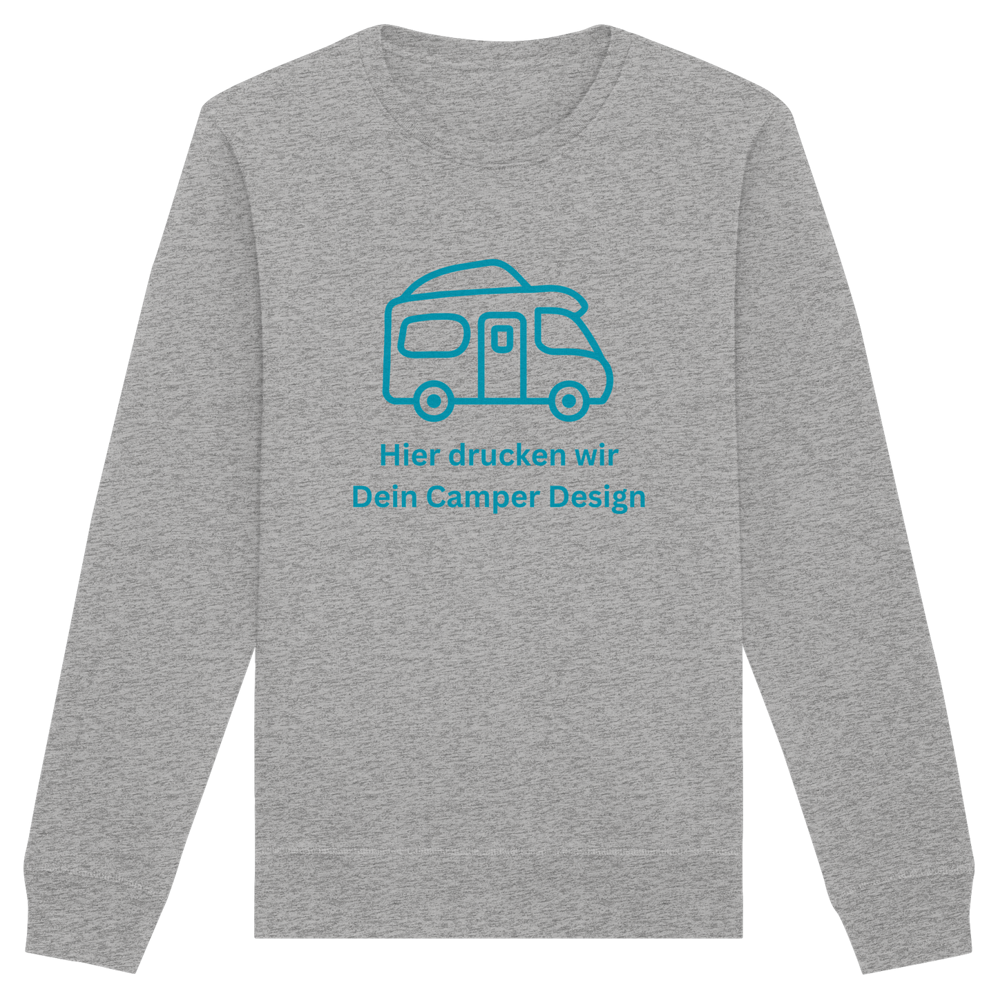 Organic Sweatshirt "Heather Grey" - bedruckt mit Deiner Camper Illustration
