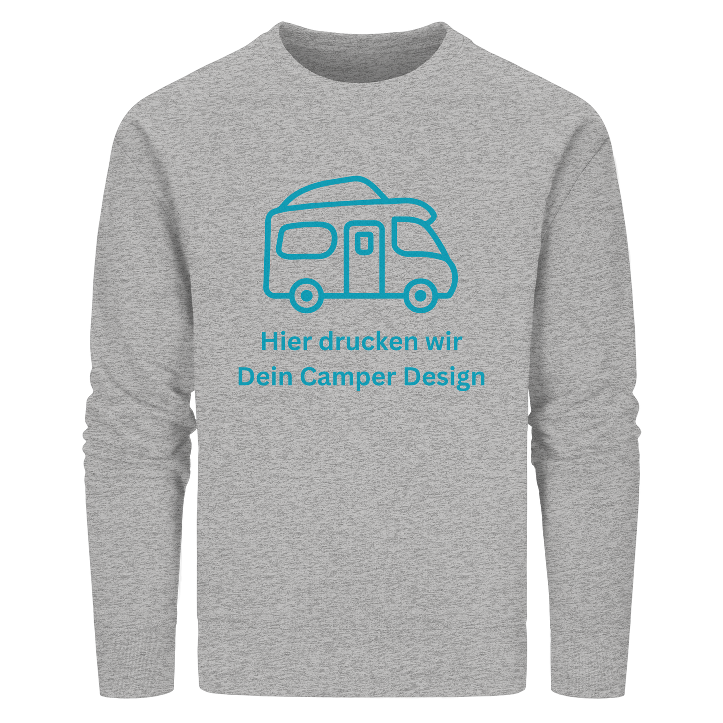 Organic Sweatshirt "Heather Grey" - bedruckt mit Deiner Camper Illustration