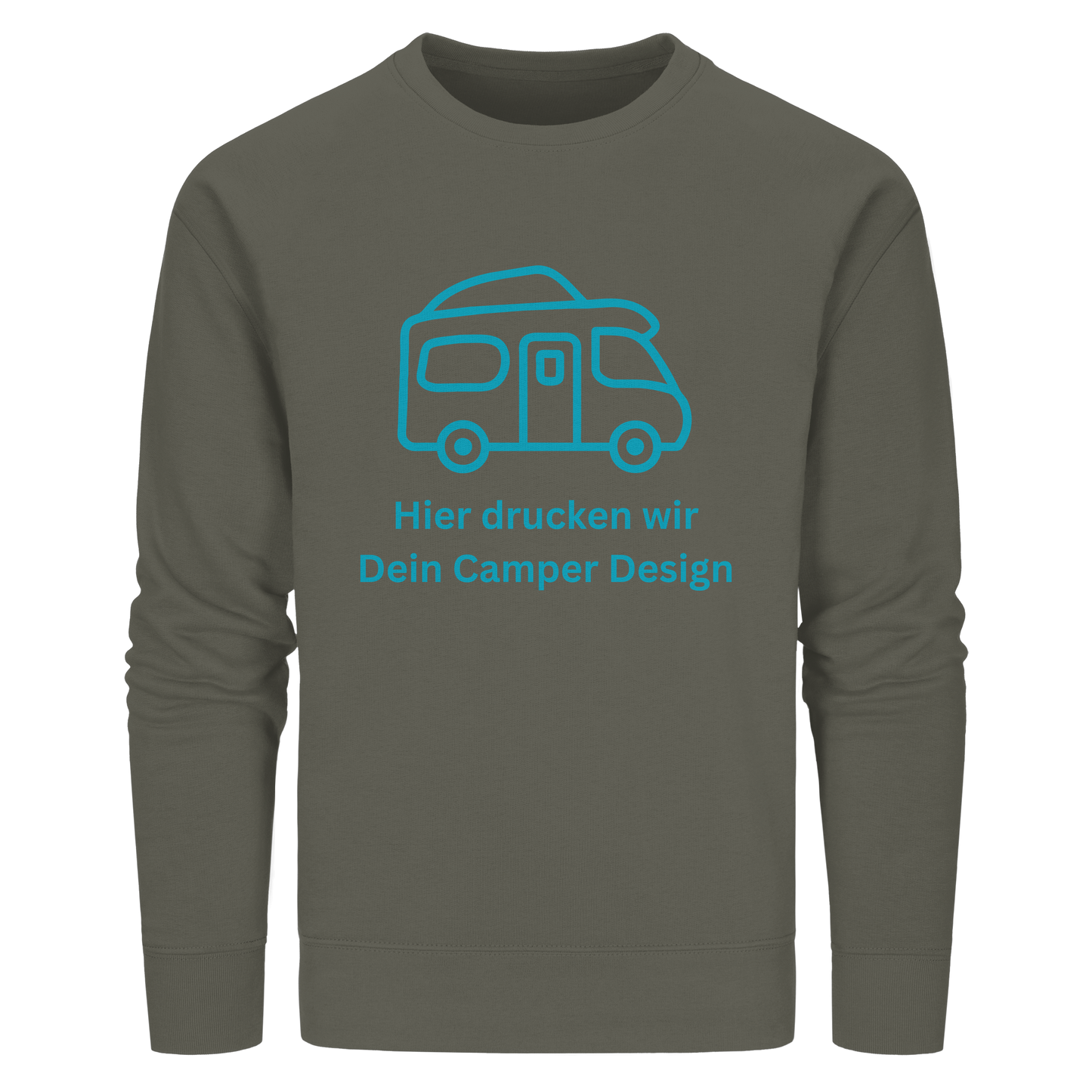 Organic Sweatshirt "Khaki" - bedruckt mit Deiner Camper Illustration