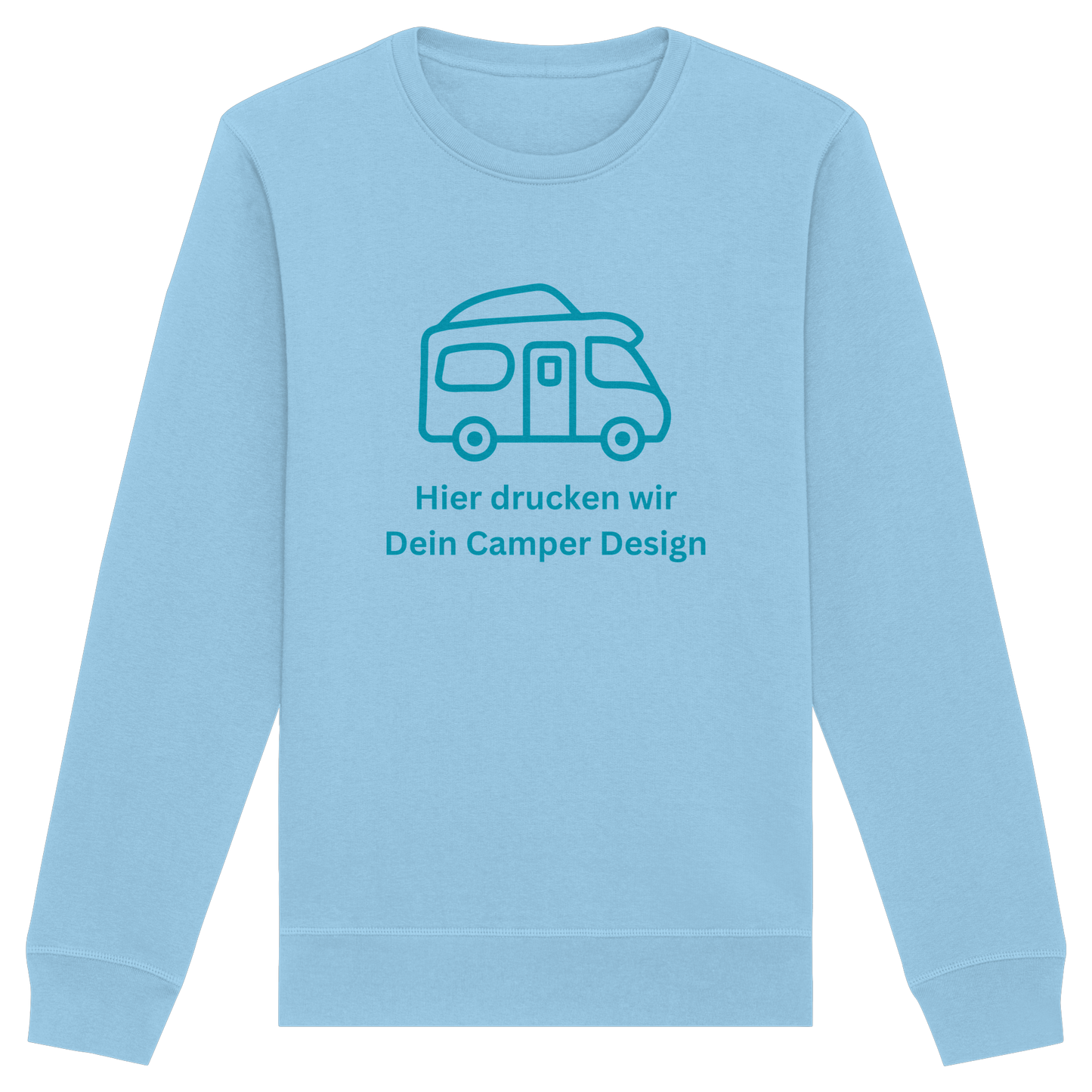 Organic Sweatshirt "Sky Blue" - bedruckt mit Deiner Camper Illustration