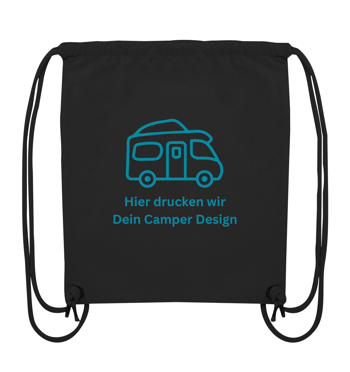 Organic Gym-Bag "Black" - bedruckt mit Deiner Camper Illustration