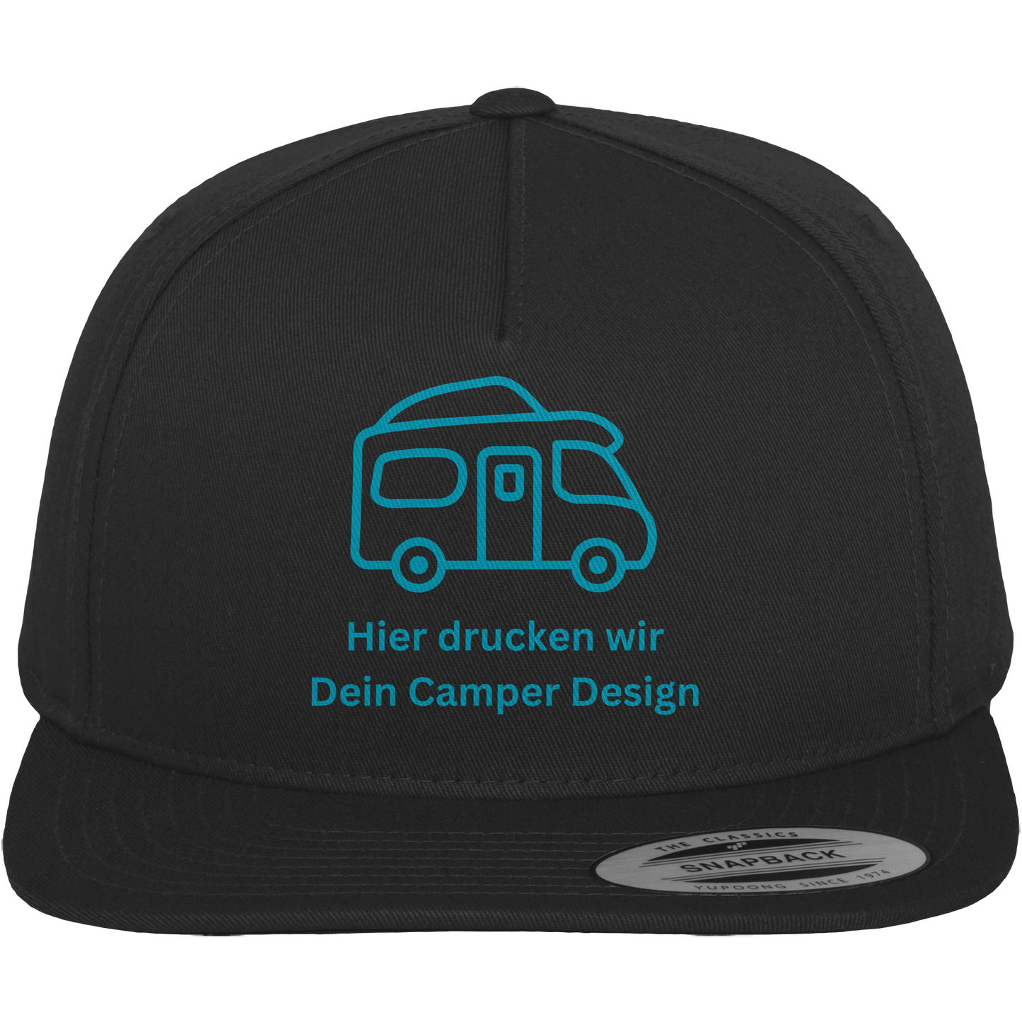 Premium Snapback Cap "Black" - bedruckt mit Deiner Camper Illustration