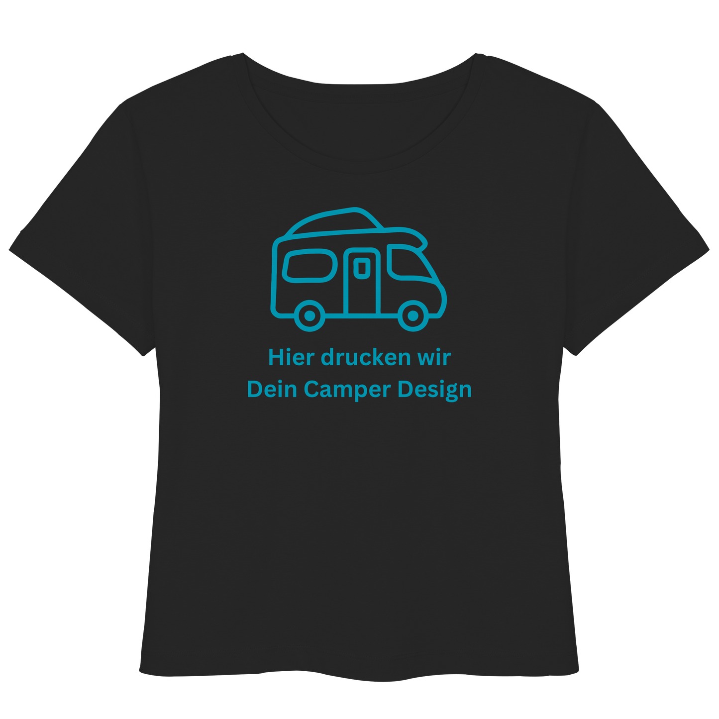 Womens Organic Lightweight T-Shirt "Black" - bedruckt mit Deiner Camper Illustration