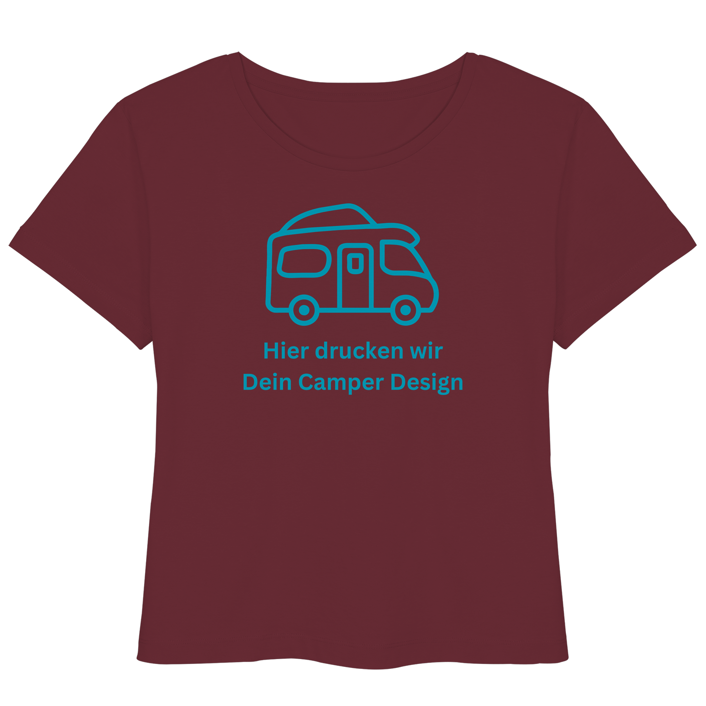 Womens Organic Lightweight T-Shirt "Burgundy" - bedruckt mit Deiner Camper Illustration