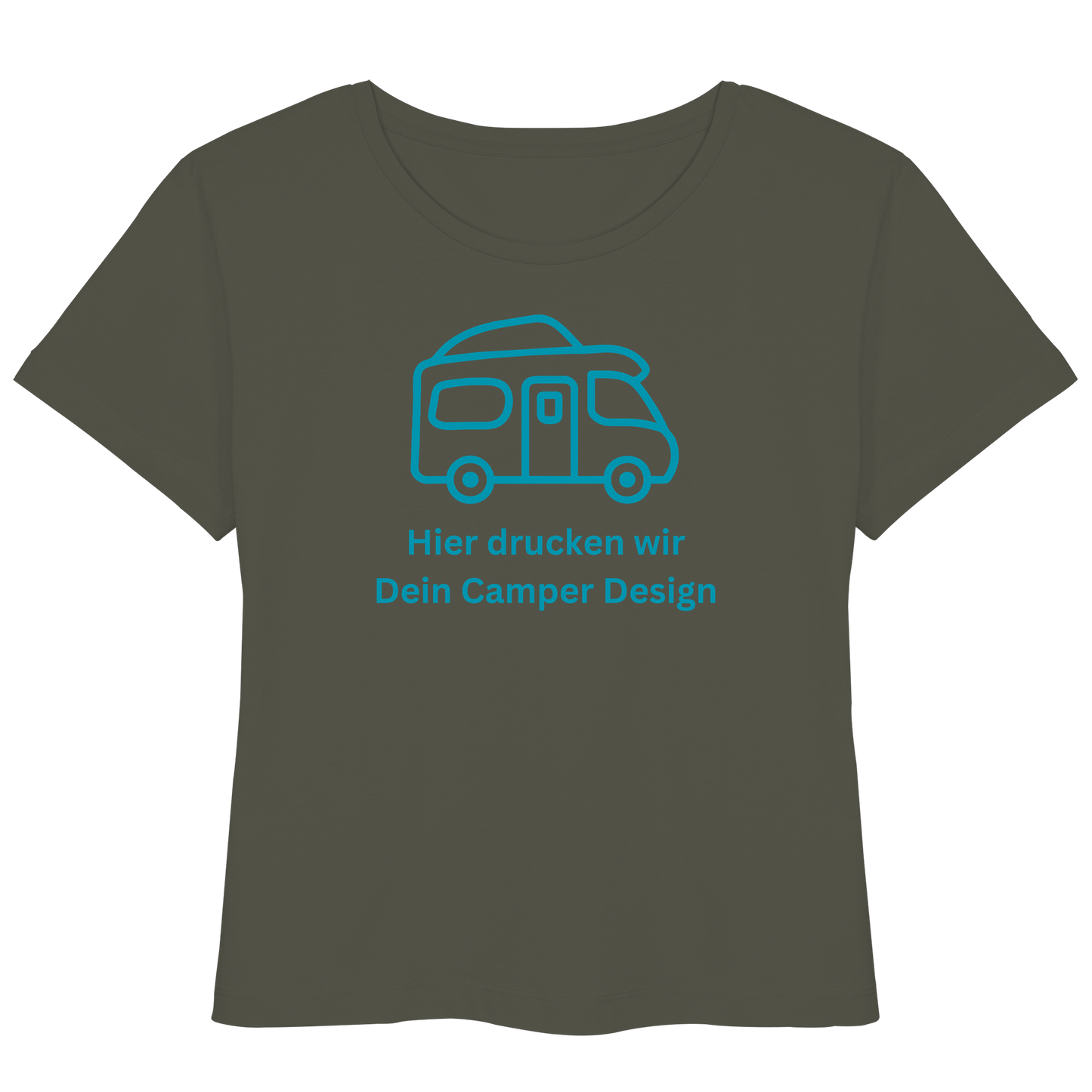 Womens Organic Lightweight T-Shirt "Khaki" - bedruckt mit Deiner Camper Illustration