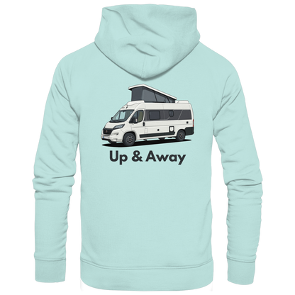 Organic Hoodie "Caribbean Blue" - hinten bedruckt mit Deiner Camper Illustration