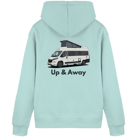 Organic Hoodie "Caribbean Blue" - hinten bedruckt mit Deiner Camper Illustration