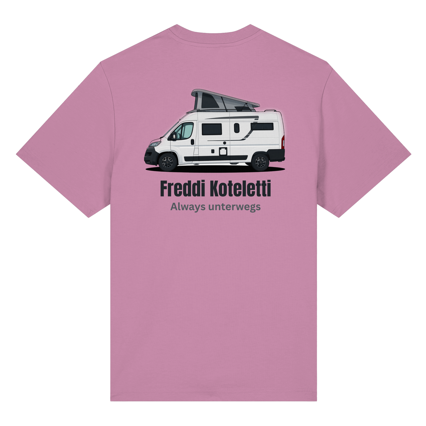Premium Organic Shirt "Bubble Pink" - vorne und hinten bedruckt mit Deiner Camper Illustration