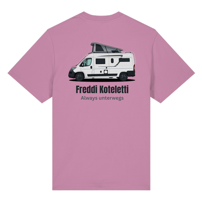 Premium Organic Shirt "Bubble Pink" - vorne und hinten bedruckt mit Deiner Camper Illustration