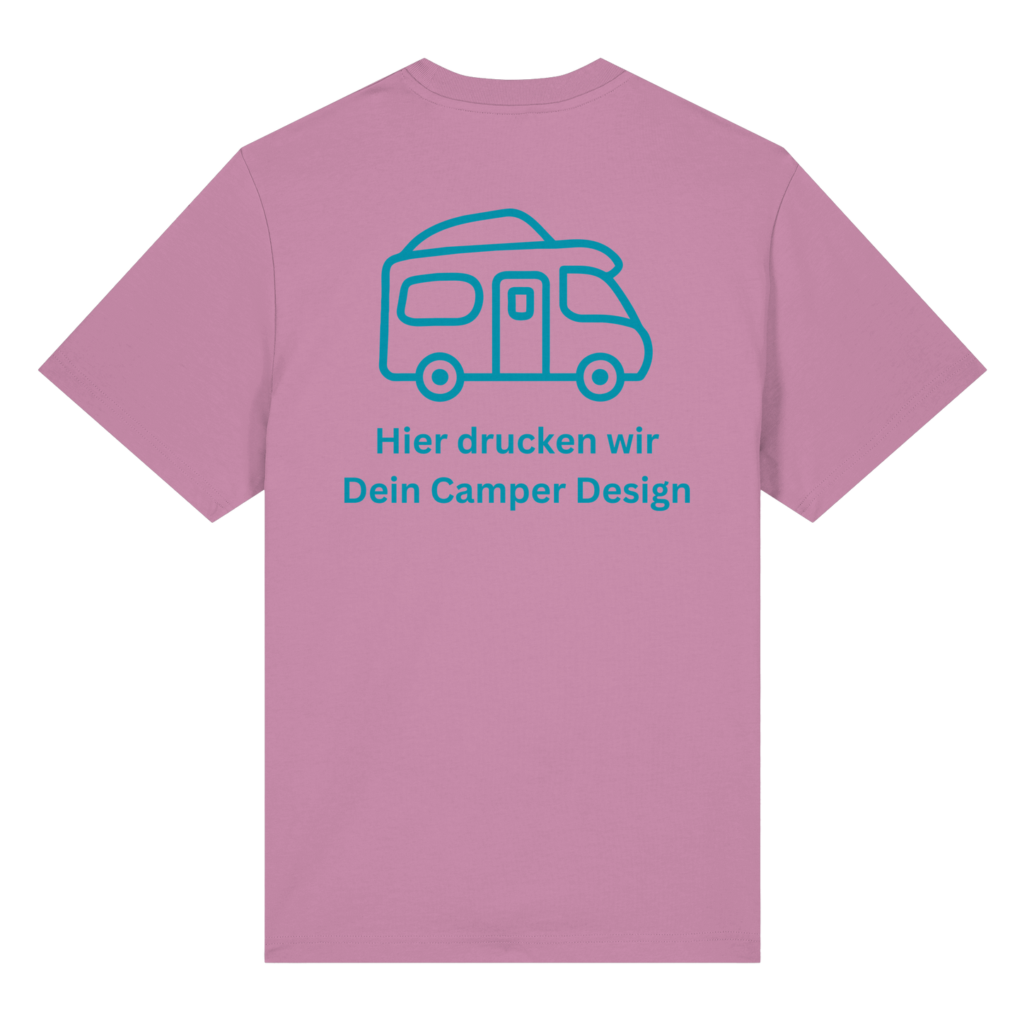 Premium Organic Shirt "Bubble Pink" - vorne und hinten bedruckt mit Deiner Camper Illustration