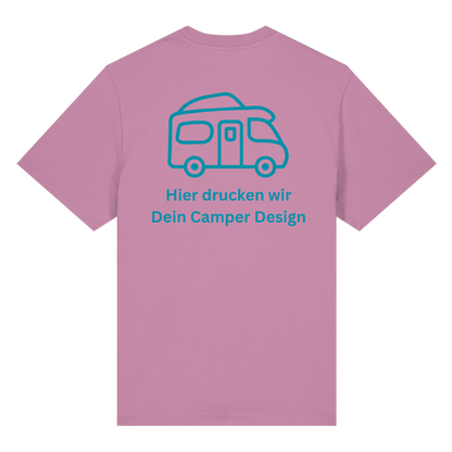 Premium Organic Shirt "Bubble Pink" - vorne und hinten bedruckt mit Deiner Camper Illustration