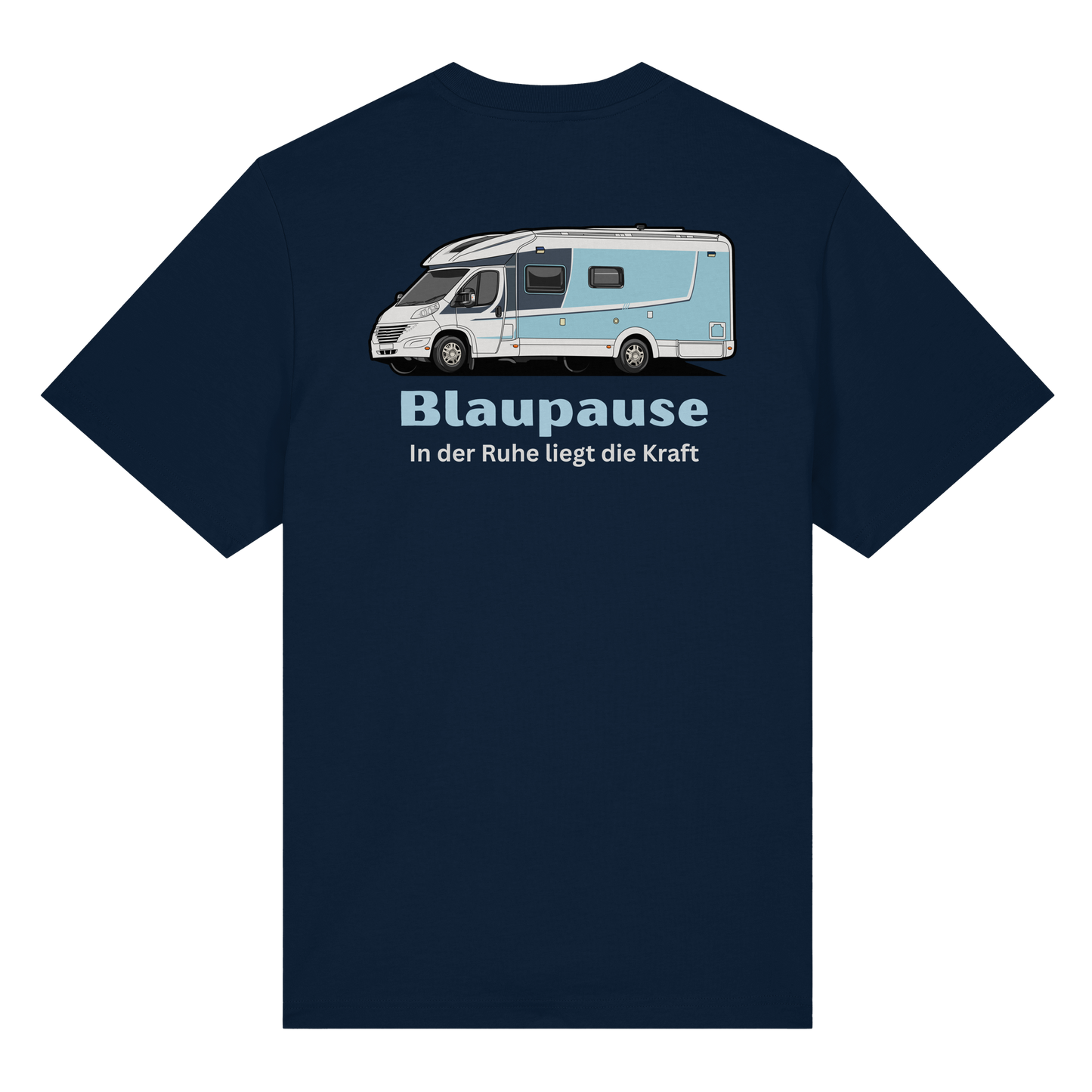 Premium Organic Shirt "French Navy" - vorne und hinten bedruckt mit Deiner Camper Illustration