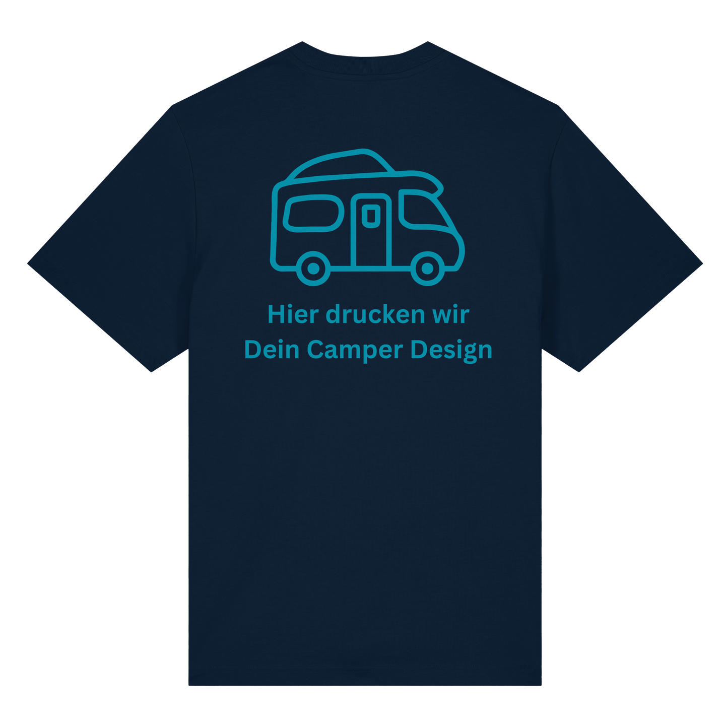 Premium Organic Shirt "French Navy" - vorne und hinten bedruckt mit Deiner Camper Illustration