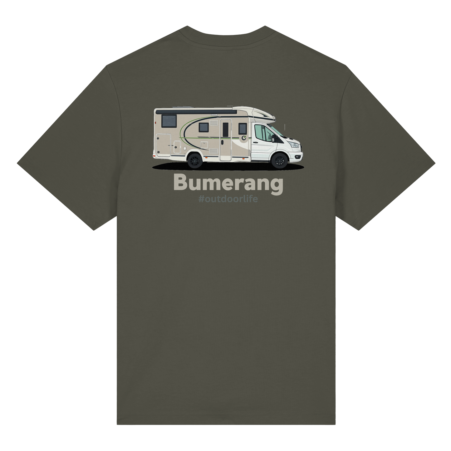 Premium Organic Shirt "Khaki" - vorne und hinten bedruckt mit Deiner Camper Illustration