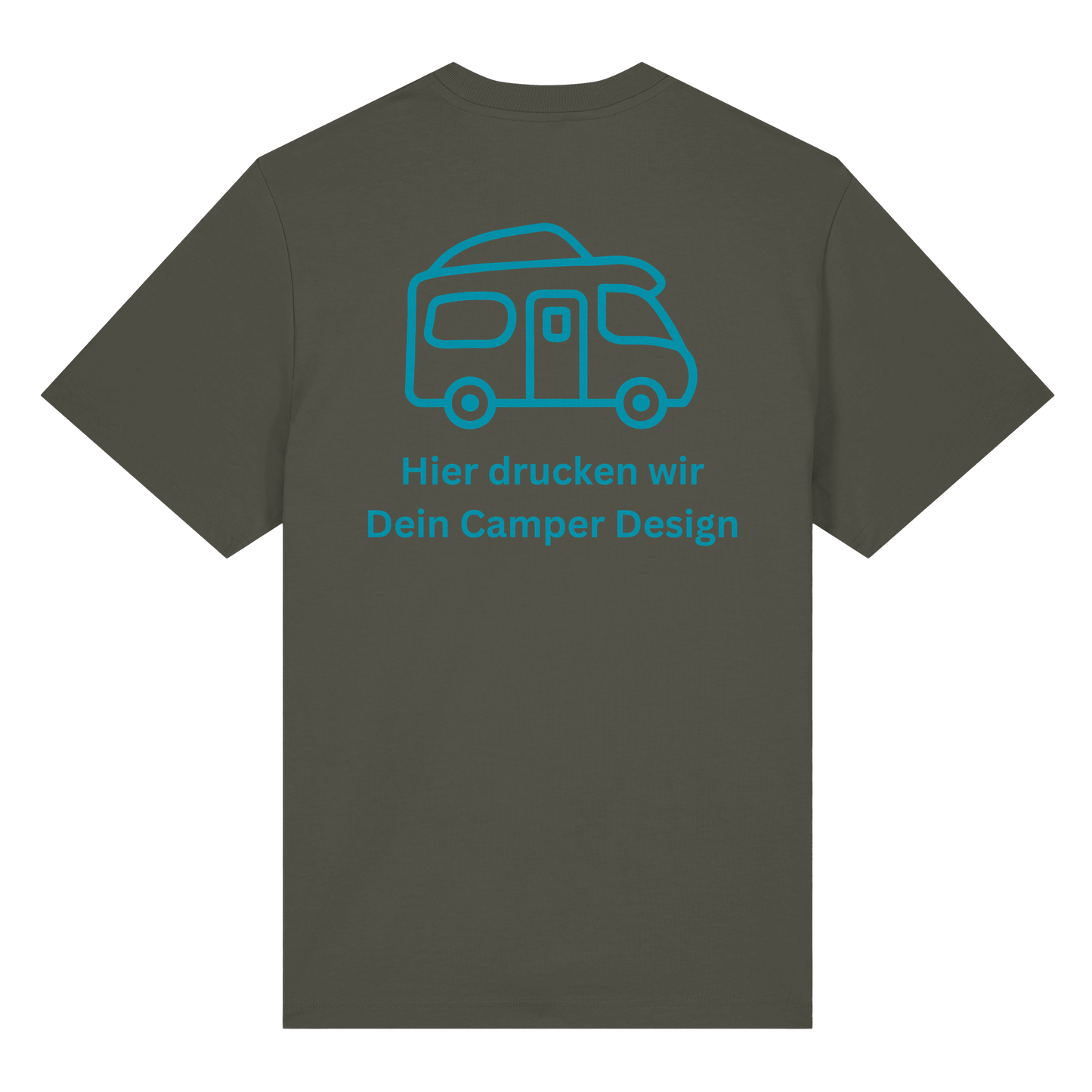 Premium Organic Shirt "Khaki" - vorne und hinten bedruckt mit Deiner Camper Illustration