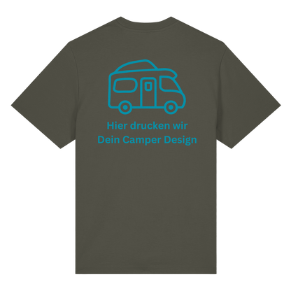 Premium Organic Shirt "Khaki" - vorne und hinten bedruckt mit Deiner Camper Illustration
