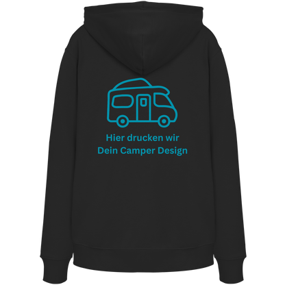 Premium Organic Hoodie "Black" - vorne und hinten bedruckt mit Deiner Camper Illustration