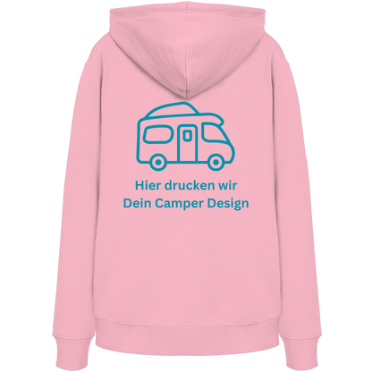 Premium Organic Hoodie "Cotton Pink" - vorne und hinten bedruckt mit Deiner Camper Illustration