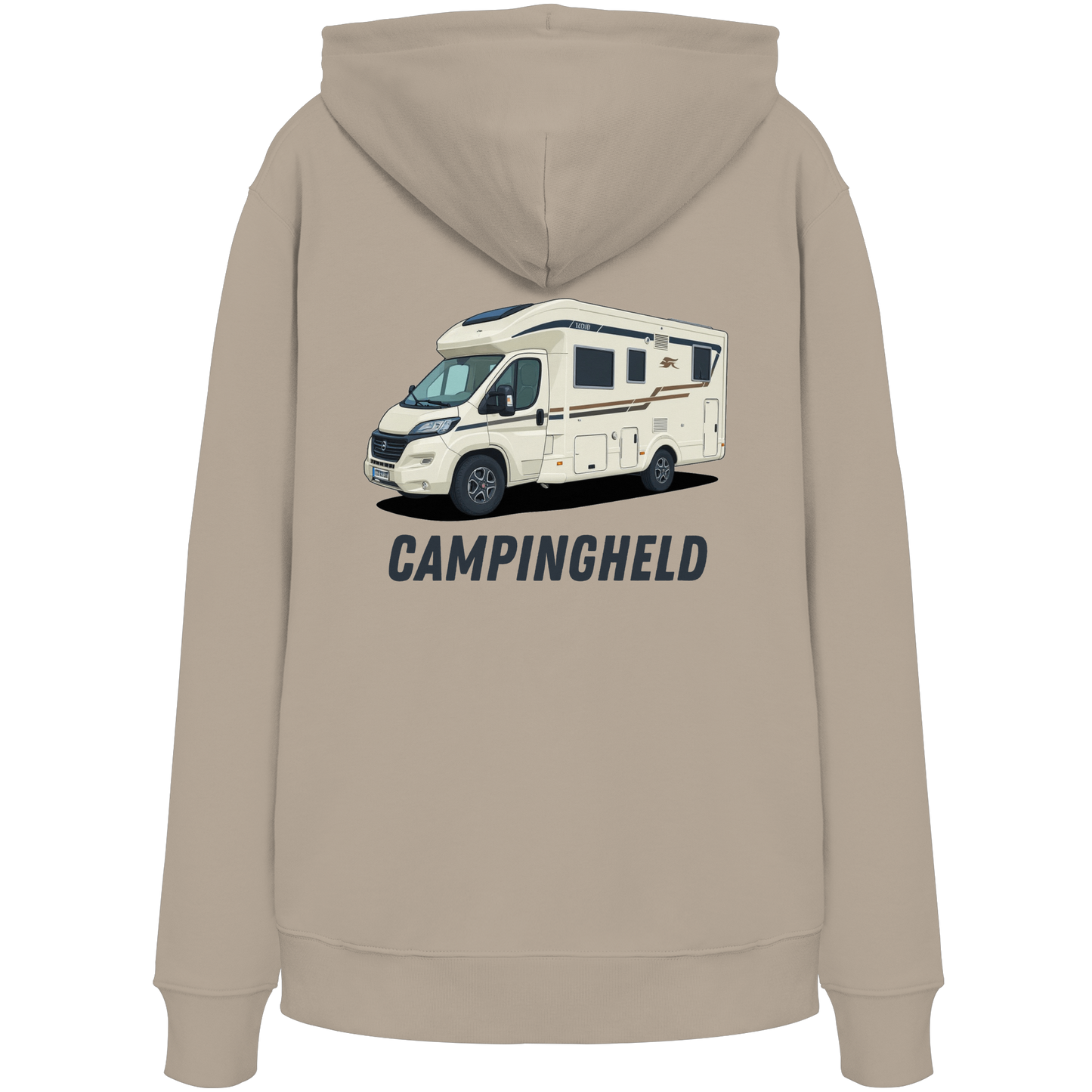 Premium Organic Hoodie "Desert Dust" - vorne und hinten bedruckt mit Deiner Camper Illustration