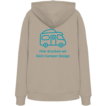 Premium Organic Hoodie "Desert Dust" - vorne und hinten bedruckt mit Deiner Camper Illustration