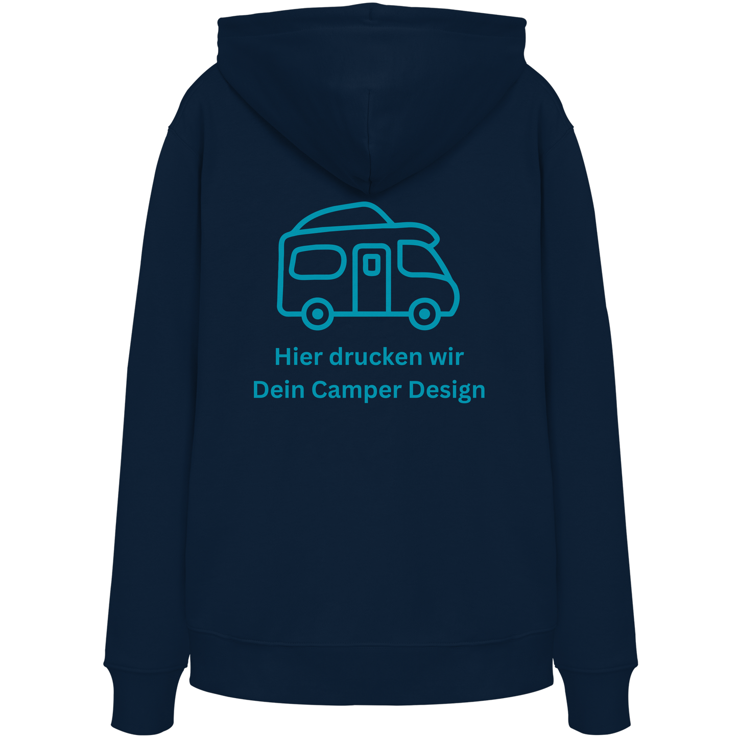 Premium Organic Hoodie "French Navy" - vorne und hinten bedruckt mit Deiner Camper Illustration