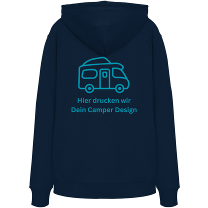 Premium Organic Hoodie "French Navy" - vorne und hinten bedruckt mit Deiner Camper Illustration