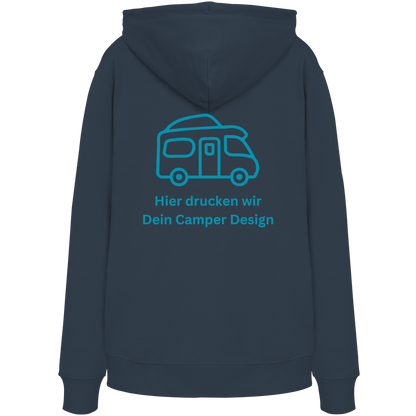 Premium Organic Hoodie "India Ink Grey" - vorne und hinten bedruckt mit Deiner Camper Illustration