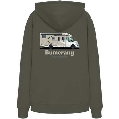 Premium Organic Hoodie "Khaki" - vorne und hinten bedruckt mit Deiner Camper Illustration