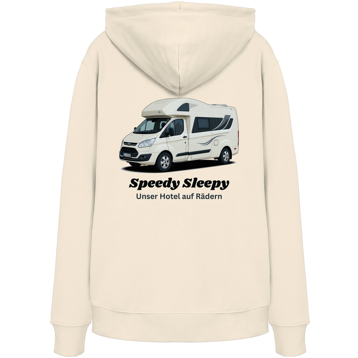 Premium Organic Hoodie "Natural Raw" - vorne und hinten bedruckt mit Deiner Camper Illustration