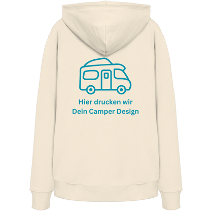 Premium Organic Hoodie "Natural Raw" - vorne und hinten bedruckt mit Deiner Camper Illustration