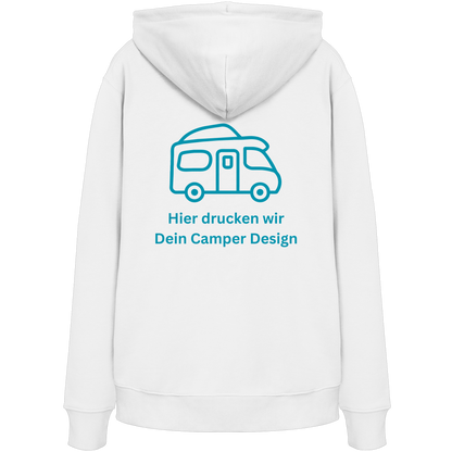 Premium Organic Hoodie "White" - vorne und hinten bedruckt mit Deiner Camper Illustration
