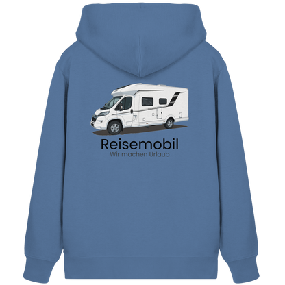 Premium Organic Zipper "Bright Blue" - vorne und hinten bedruckt mit Deiner Camper Illustration