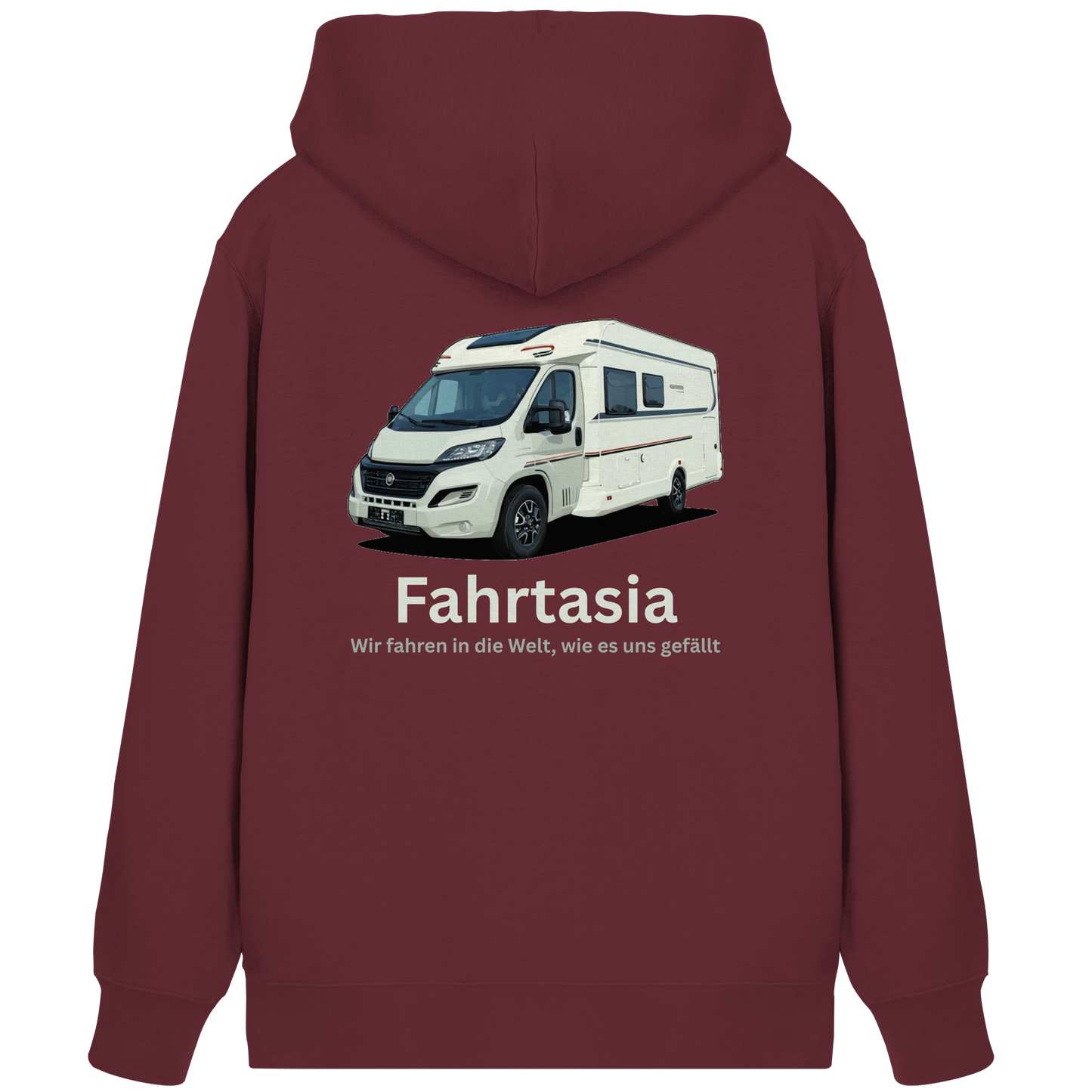 Premium Organic Zipper "Burgundy" - vorne und hinten bedruckt mit Deiner Camper Illustration