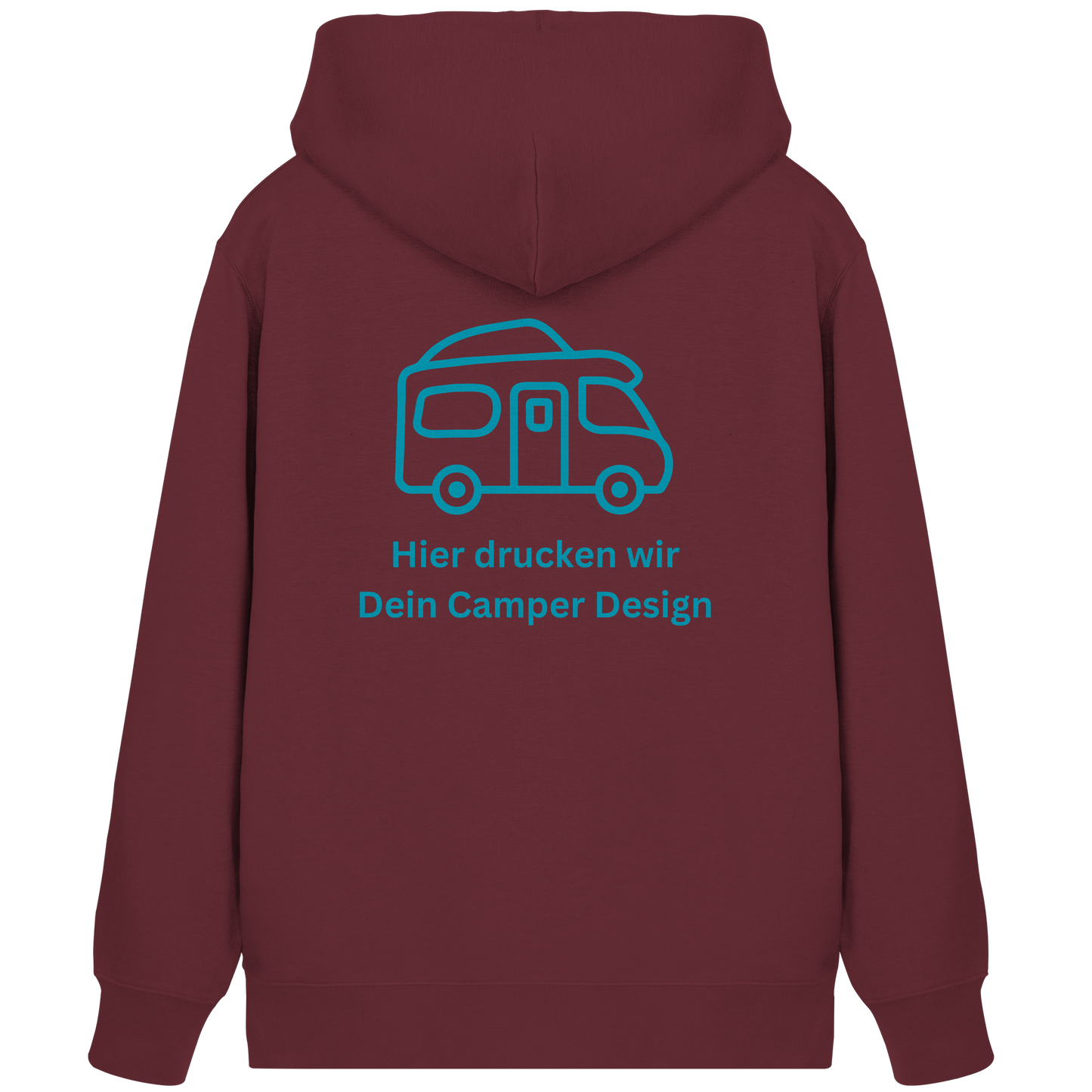 Premium Organic Zipper "Burgundy" - vorne und hinten bedruckt mit Deiner Camper Illustration