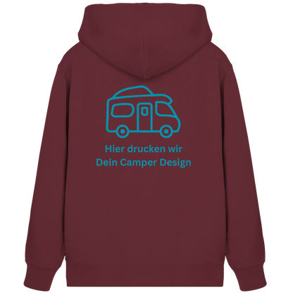 Premium Organic Zipper "Burgundy" - vorne und hinten bedruckt mit Deiner Camper Illustration