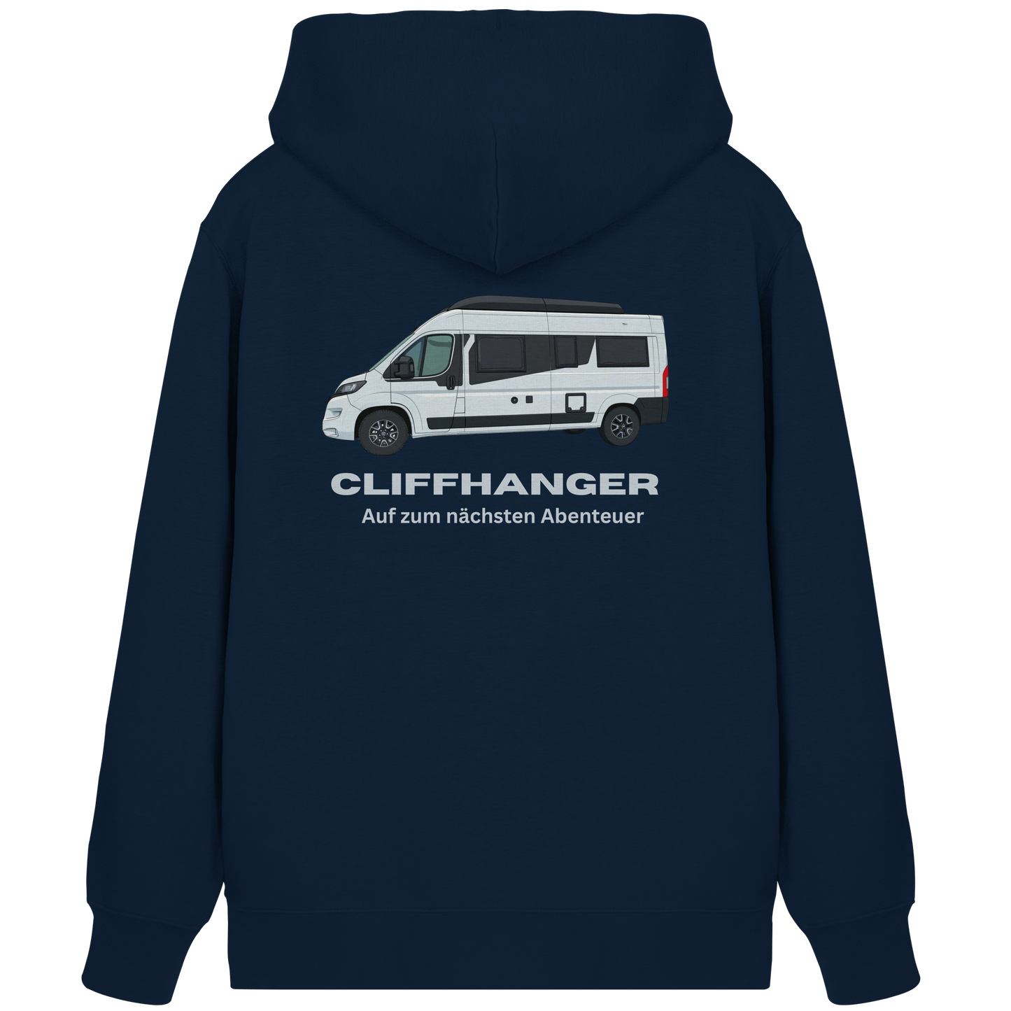 Premium Organic Zipper "French Navy" - vorne und hinten bedruckt mit Deiner Camper Illustration
