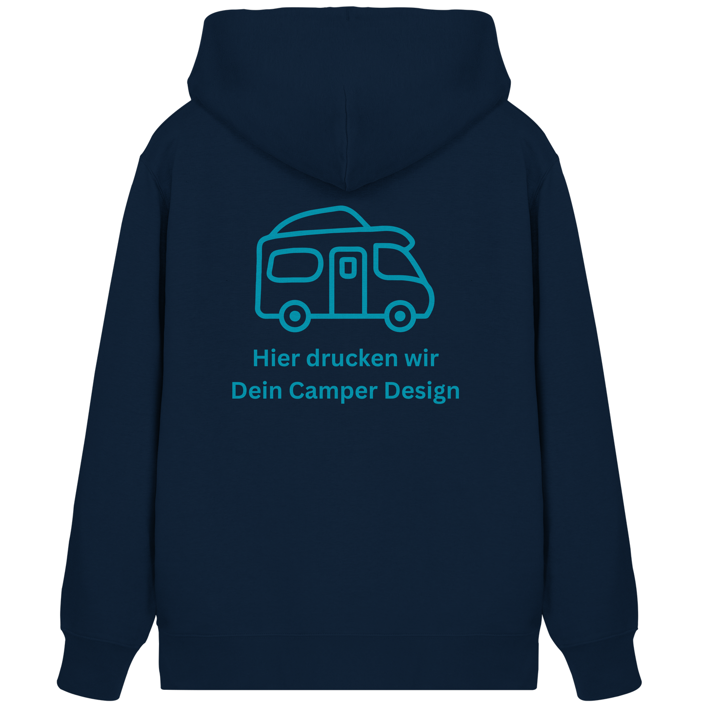 Premium Organic Zipper "French Navy" - vorne und hinten bedruckt mit Deiner Camper Illustration