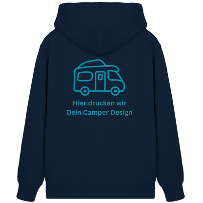 Premium Organic Zipper "French Navy" - vorne und hinten bedruckt mit Deiner Camper Illustration